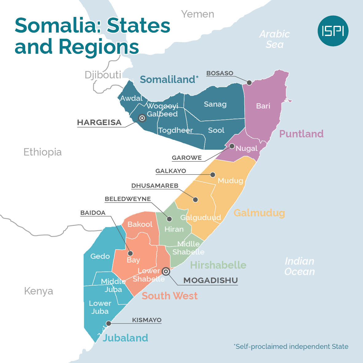 Somalia: Federal States and Regions — MARCO Geographic Coverage